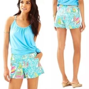 LILLY PULITZER Adie You Gotta Regatta Resort Beach Summer Sail Boat Print Shorts